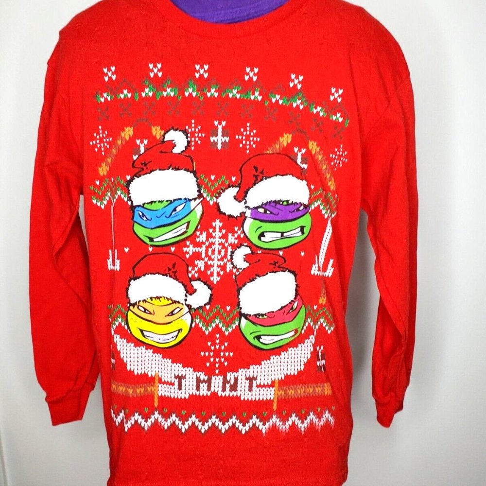 Teenage Mutant Ninja Turtles TMNT Boys Long Sleeve T-Shirt Shirt, Red, Large EUC